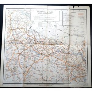 India Tourist Road Map Of North-Eastern Region 1964
